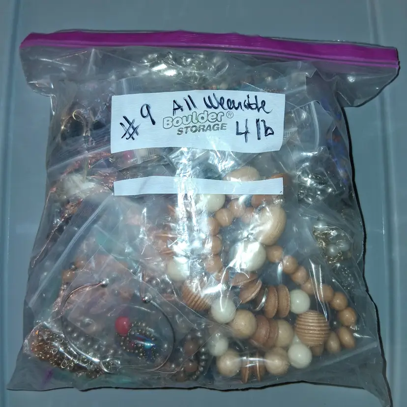 COSTUME JEWLERY 4 lbs MYSTERY ALL WEARABLE VTG to MOD Ea. Bagged! Resell/Keep #9