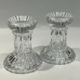 Crystal Candle Holders - Pair- So Much Sparkle! Great For Marbles Or Flip Them For Paperweights.