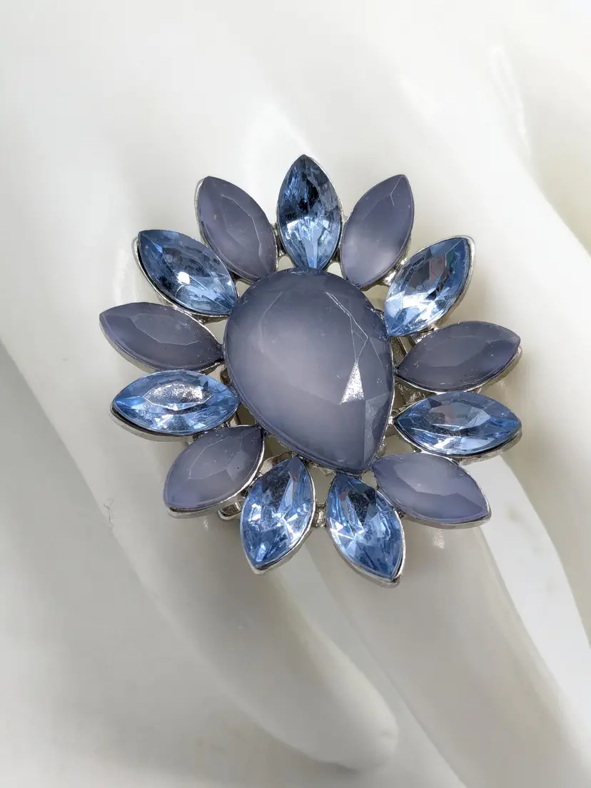 Blue Flower Gems Fashion Stretch Ring