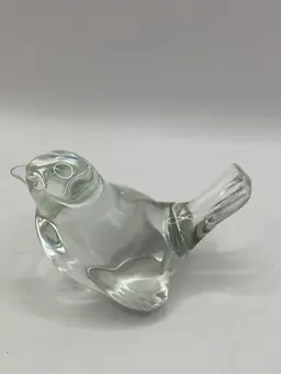 Vintage Fenton Clear Crystal Bird Sparrow Figurine