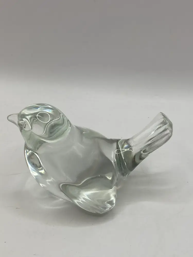 Vintage Fenton Clear Crystal Bird Sparrow Figurine