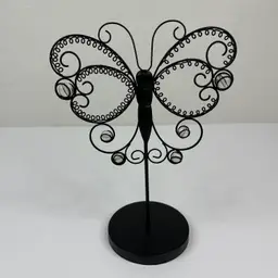 Butterfly Black Metal And Marble Jewelry Holder