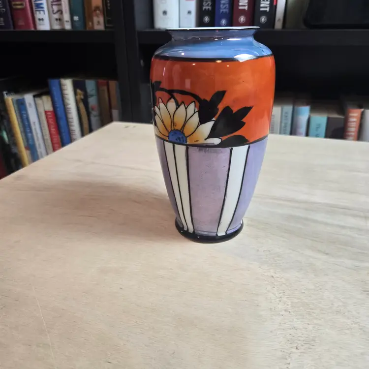 Vintage luster floral painted Japanese vase