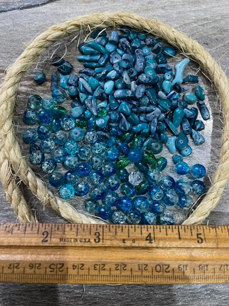 Dyed Coral & Blue Crackle Glass Bead Mix