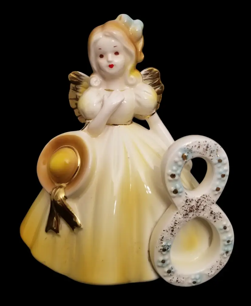 Vintage Josef Originals Birthday Girl Porcelain Angel Figurine 8 Yr. Old