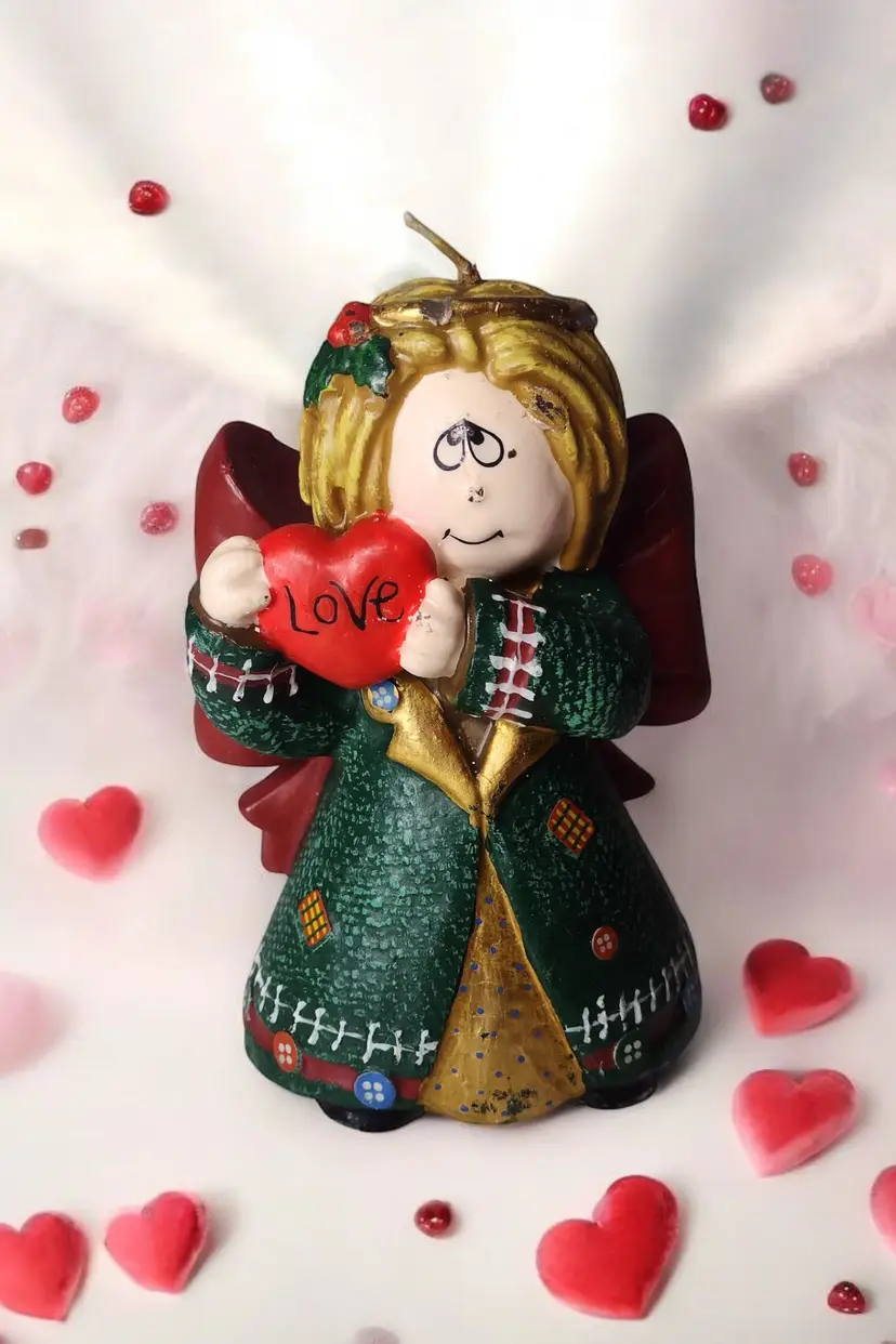 Robert Alan Christmas Love Angel Candle Vtg Figurine Kitsch 80s Holiday 5.75in