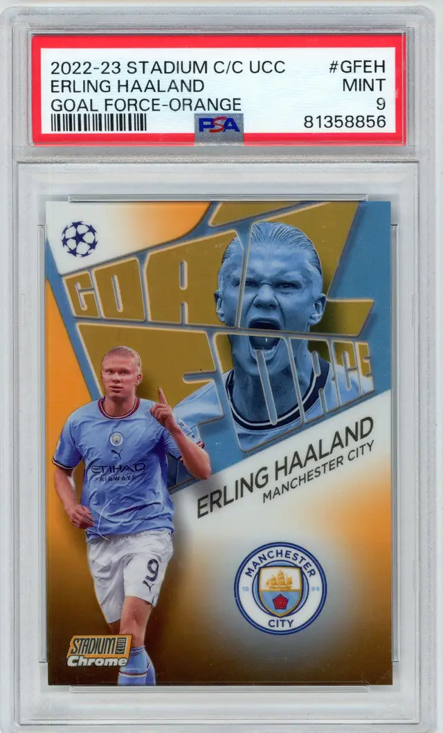2022-23 Stadium Club Chrome UCC ERLING HAALAND #GFEH /25 Goal Force Orange SP MANCHESTER CITY PSA 9 MINT