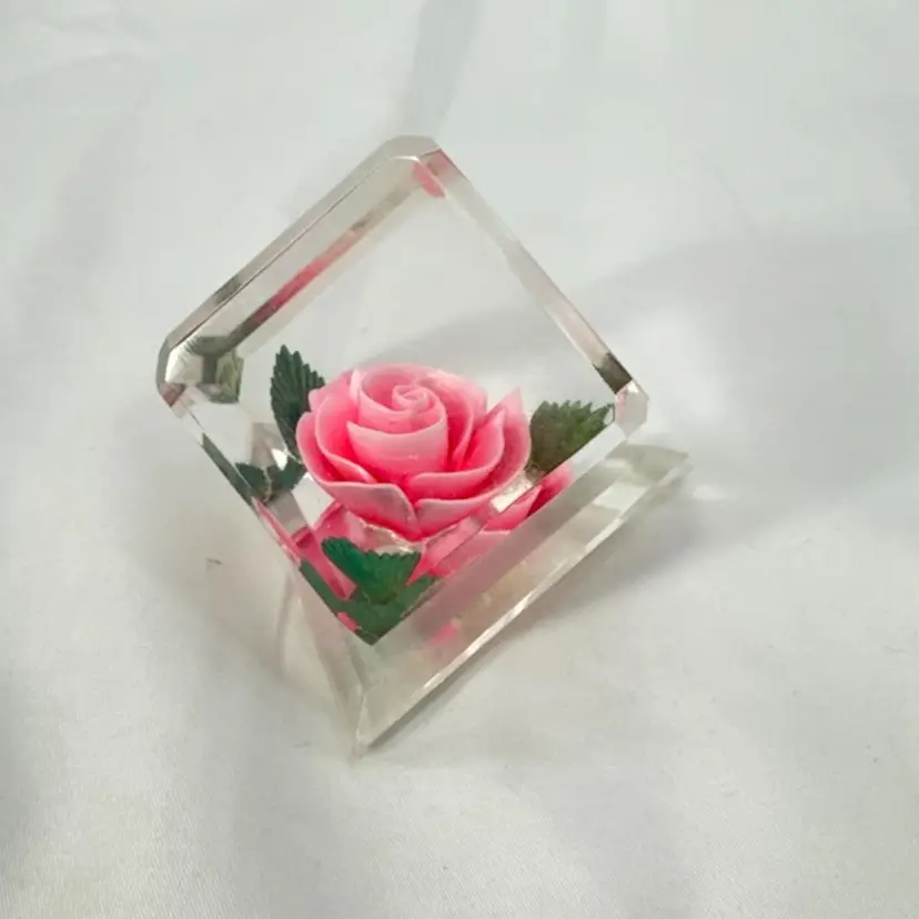 VTG Bircroft Lucite Rose Figurine