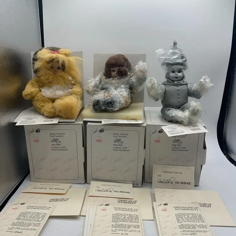 Marie Osmond Porcelain Dolls The Wizard of Oz Tiny Tot Series Lot Of 3 COA BOX