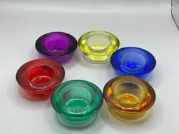 Colorful Glass Votive Candle Holders Set Of 6 Flash Painted 3”
