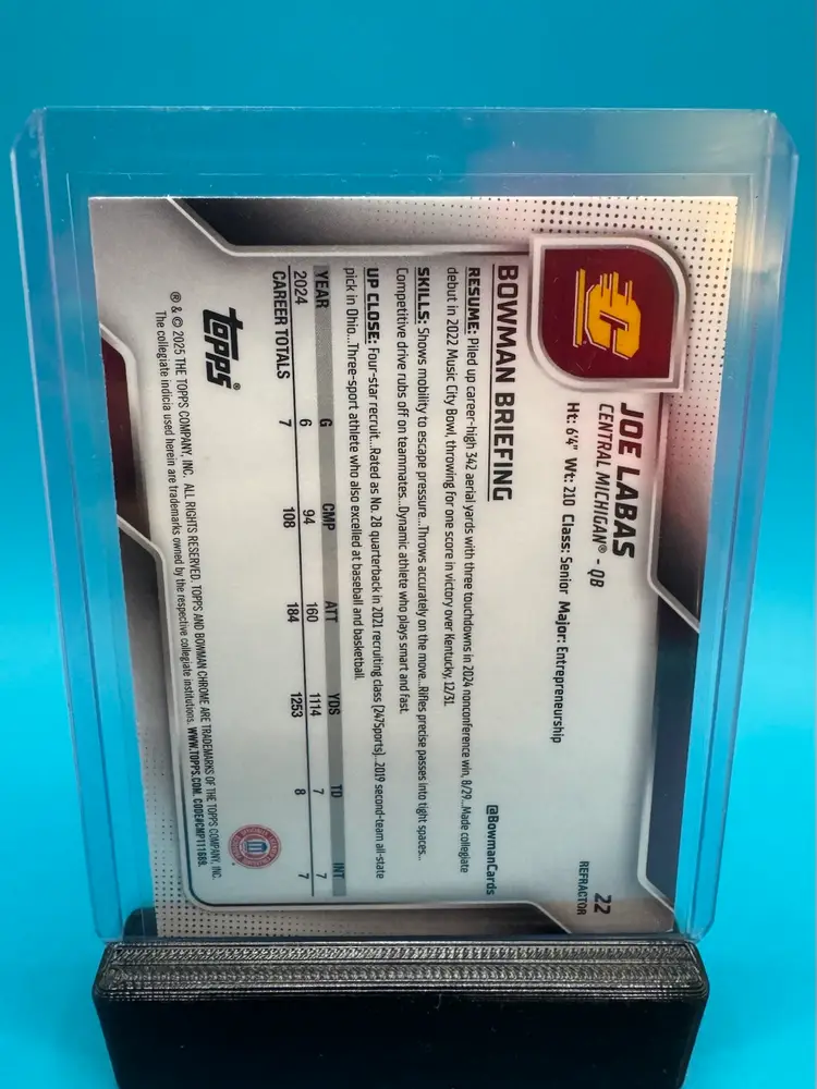 Joe Labas 1st Bowman Chrome U Refractor Central Michigan Chippewas