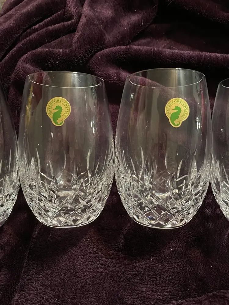 Waterford Crystal Lismore Essence Stemless White Wine Glasses Set of 4