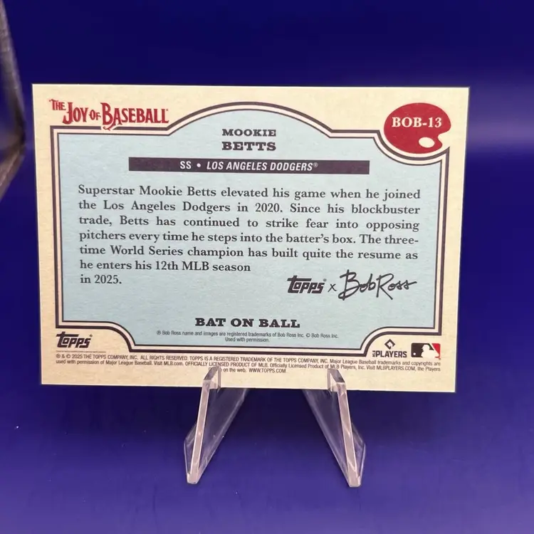 Mookie Betts 2025 Topps X Bob Ross Joy Of Baseball Bat On Ball Insert Los Angeles Dodgers