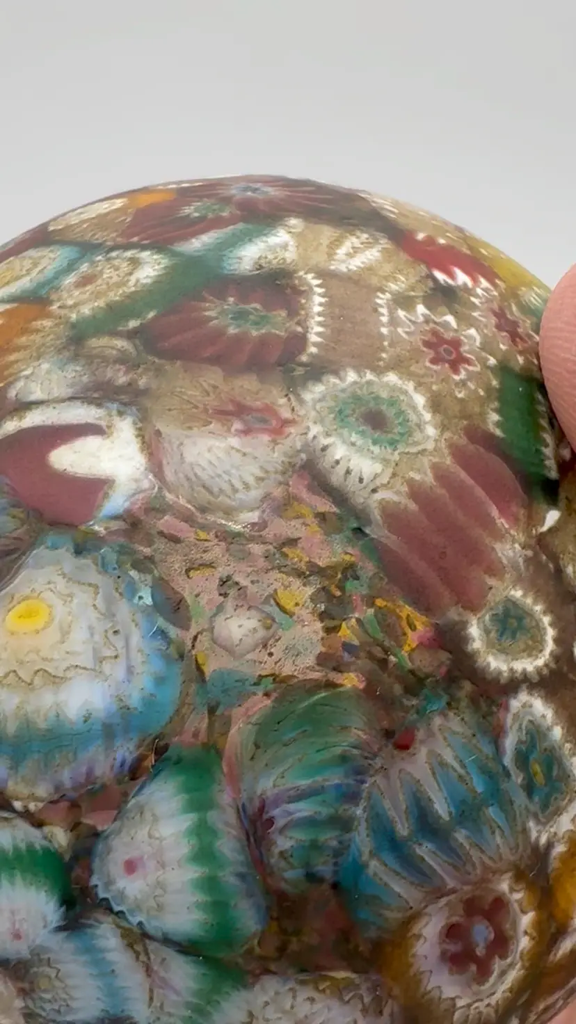 Vintage Murano End of Day Millefiore Matte Finish Art Glass Paperweight