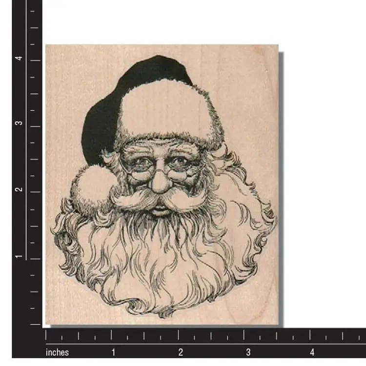 Santa Face Christmas Rubber Stamp