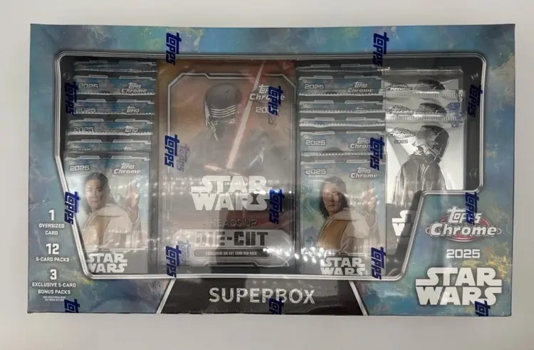2025 Topps Chrome Star Wars Super Box Costco Exclusive Trading Cards