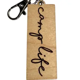 New Wooden Camp Life Engraved Keychain