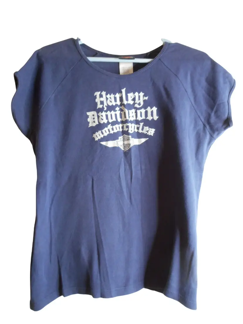 Harley Davidson Blue Silver Cap Sleeve Sz XL T Shirt Williamsport MD Double side