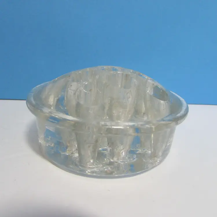 vintage clear glass flower frog holders 11 hole round marble holder