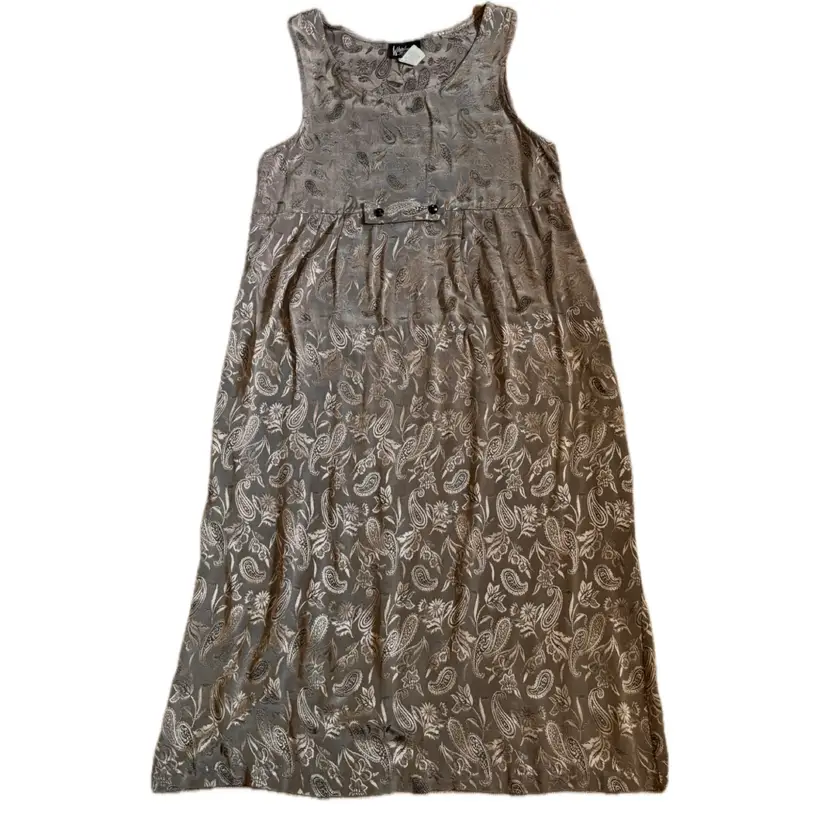 Vintage Whirlaway Frocks Brown Paisley Floral Dress Size 10 Petite 10P Boho
