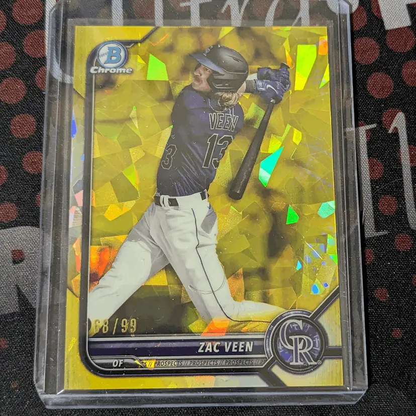 2022 Bowman Draft Chrome Sapphire Zac Veen Yellow /99 - Colorado Rockies - c-132