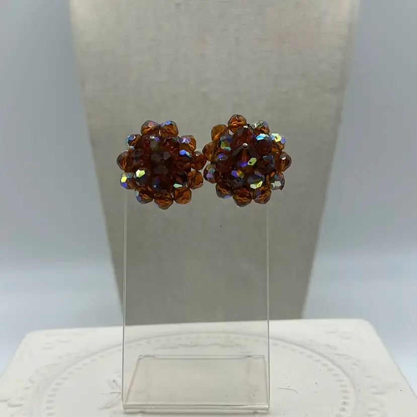 Vintage Laguna Cluster AB Clip On Earrings