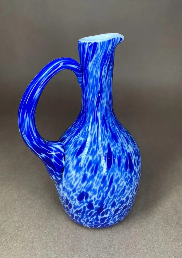 GIBSON Glass Cruet Vase Blue White Swirl Bottle Only - No Stopper