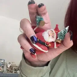 Flocked Santa W Trees