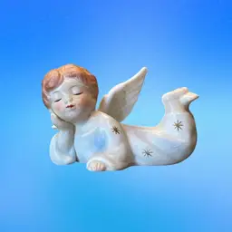 Schmid Bros Porcelain Laying Angel Figurine Vintage Christmas Religious Holy