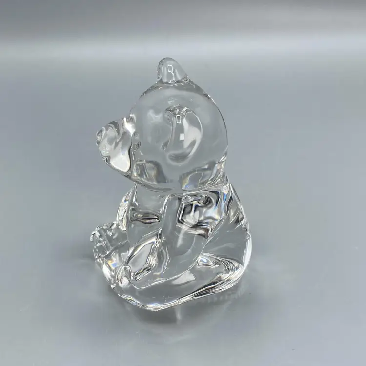 VTG Princess House 24% Lead Crystal Figure Sitting Bear Teddy Paperweight