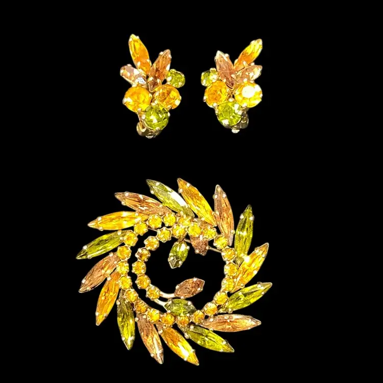 Vintage Sherman Fall Colours Brooch & Earrings Set
