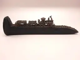 #01 - HC Railroad Spike with mini Pewter Train & Pyrite Fools Gold