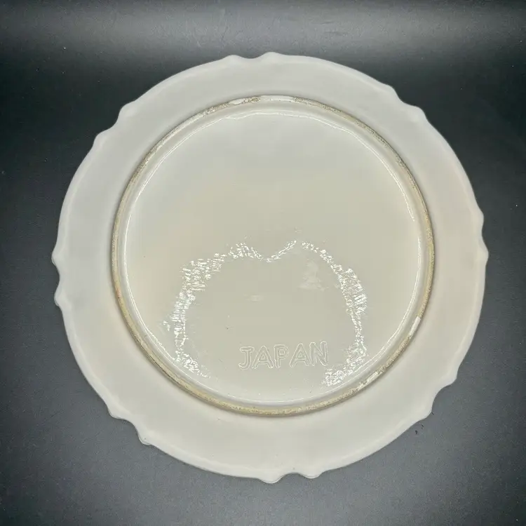 Vintage Japan White Plate With Poinsettias And Holly 8”