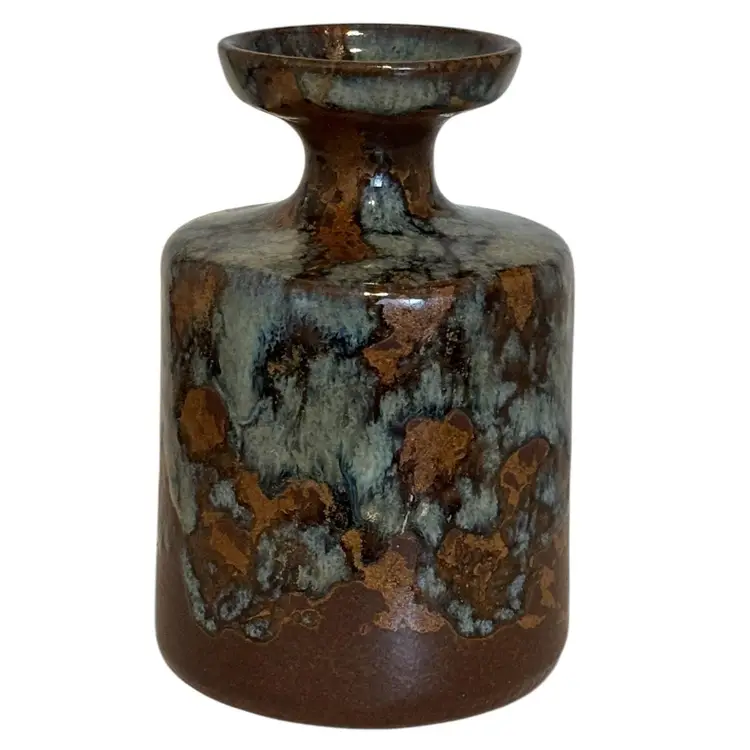 Pottery Craft USA Drip Glaze MCM Pottery Vase Brown Blue