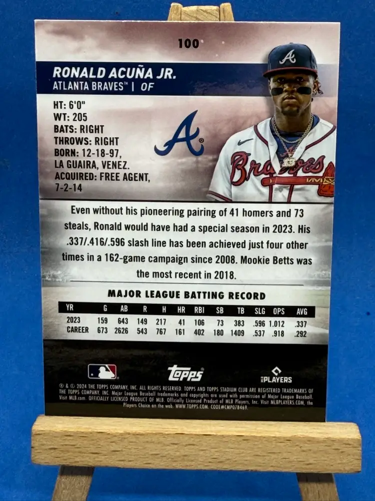 2024 Stadium Club Chrome Ronald Acuna Jr #100 Atlanta Braves A32