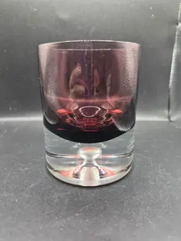 Vtg Block Crystal Poland Amethyst Purple Bubble Glass Tumbler 4.5" Handcrafted