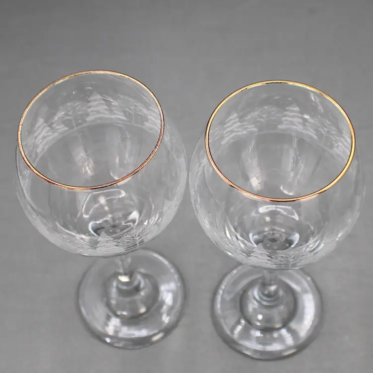 Libbey Arby's Frosted Pine/Christmas Tree Wine Glasses W/Gold Rim