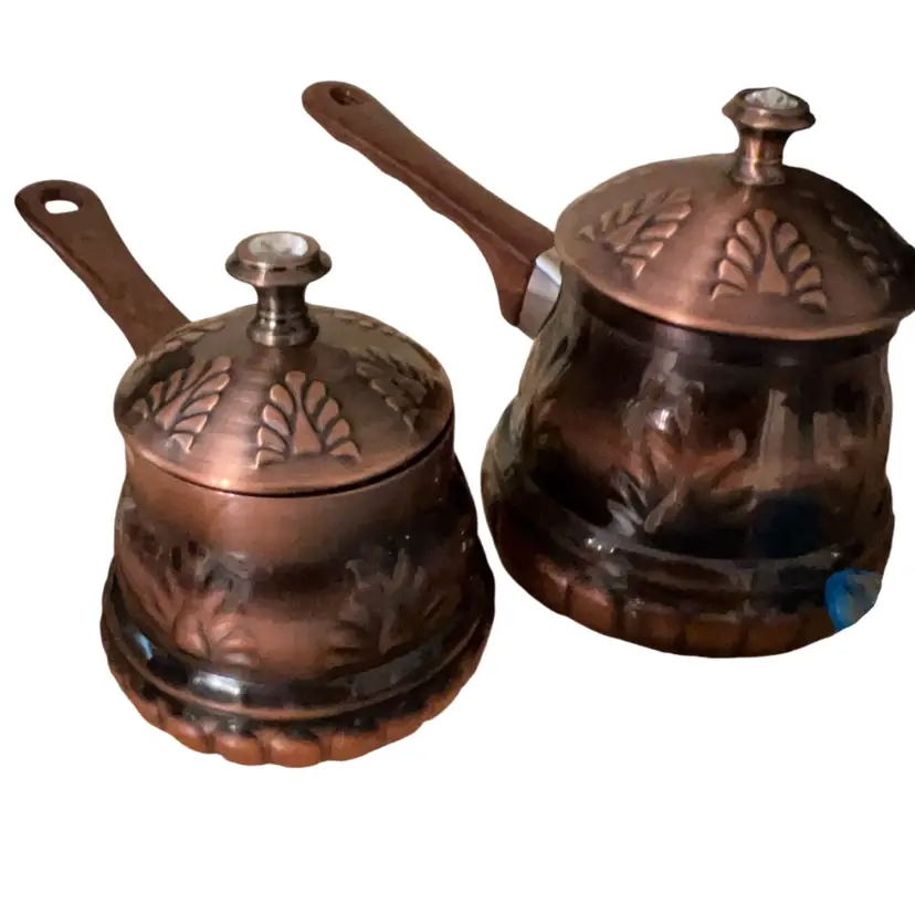 Turkish Coffee Pots Set Of 2 In Copper