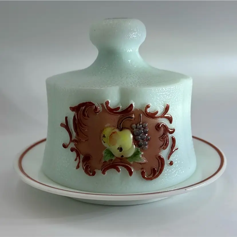 Vintage White Milk Glass Apothecary Butter Dish