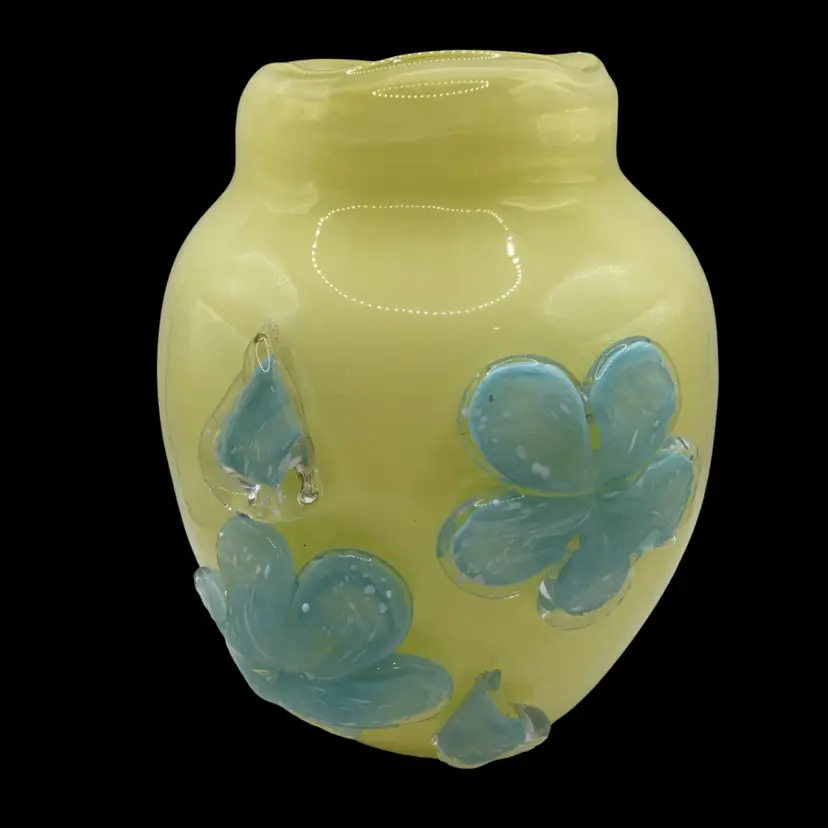 Anthropologie Nora Hand-Blown Floral Glass Vase! 6 1/2” Tall! READ! Tiny Chip Possibly On Inner Area As Seen In Last Pic!
