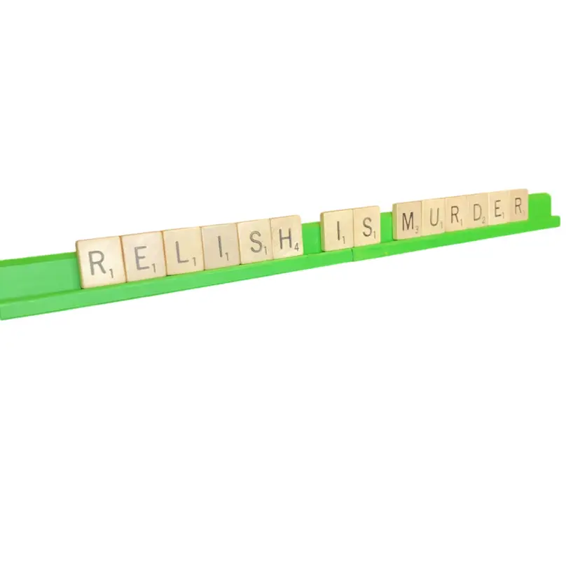 Relish Is Murder Scrabble Tile Pickle Sign 14”