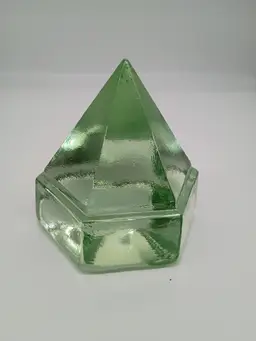 Ships Deck Light Prism Hexagon Paperweight Heavy Green Tinted Glass