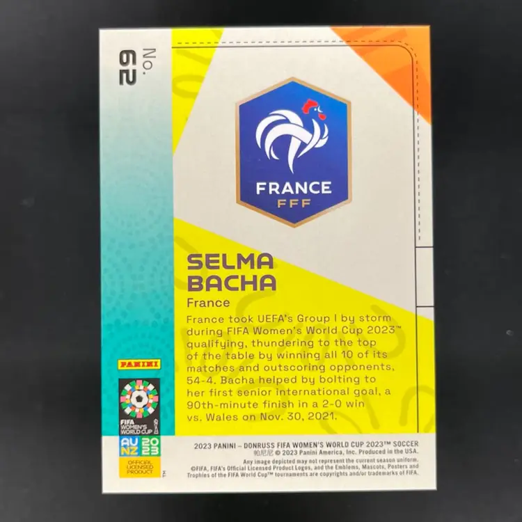 Selma Bacha 2023 Donruss Women’s World Cup Orange /49 Soccer Card