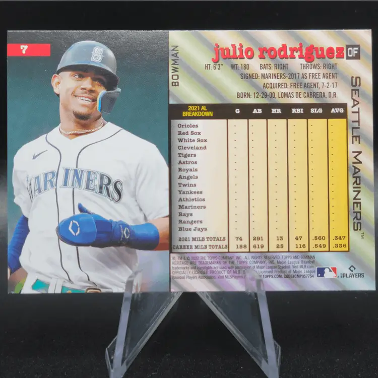 Julio Rodriguez 2022 Bowman Heritage RC Seattle Mariners