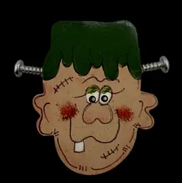 Frankenstein Wood Brooch Hand Painted 2"