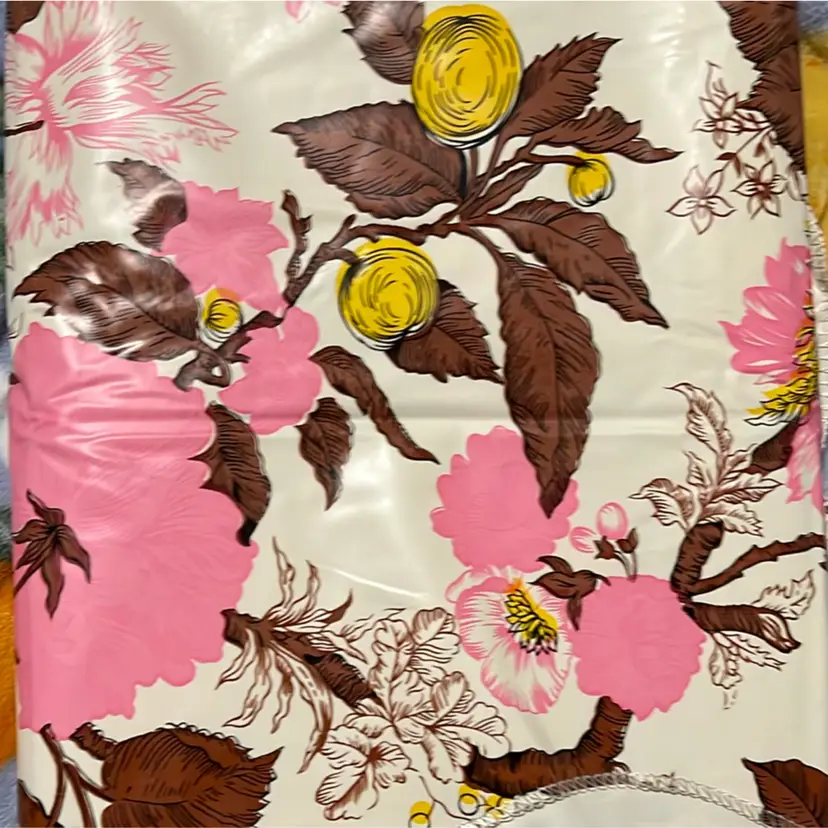 Vintage  Vinyl Tablecloth Floral Waterproof GLOWS 54” X 54”