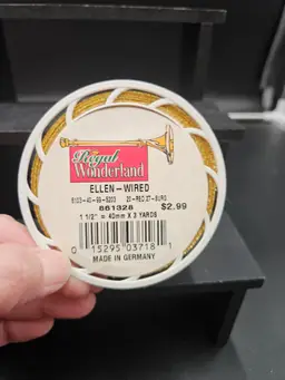 Unused vintage red and gold wired ribbon