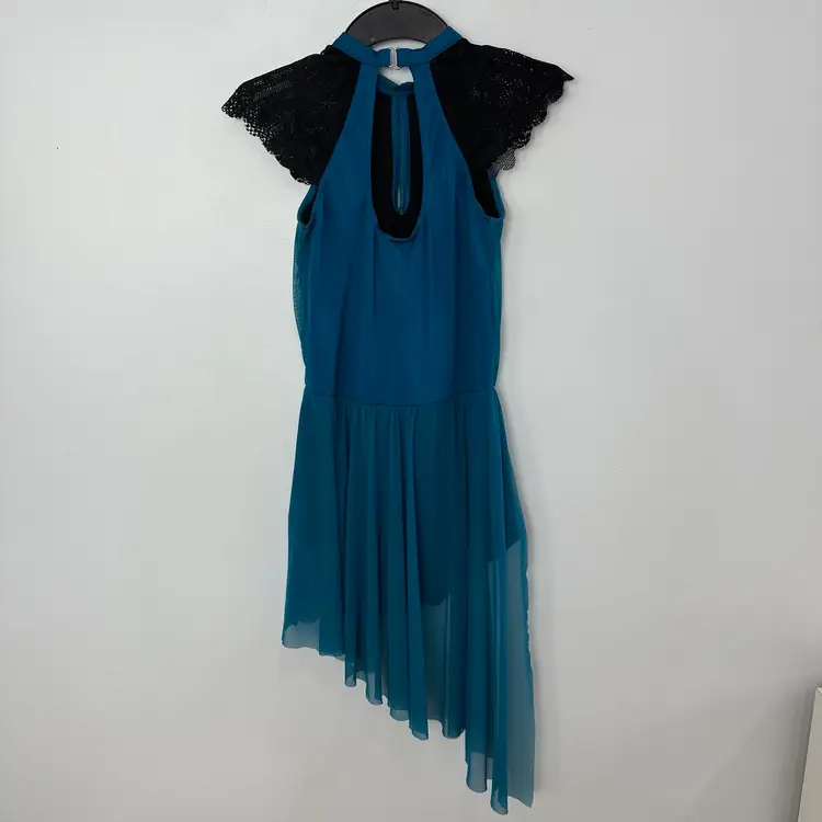 Weissman Small Adult These Days style 12185 turquoise & black Dance Costume