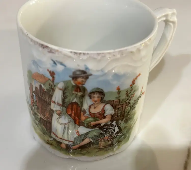Antique German Tea Cup Hand Painted Porcelain