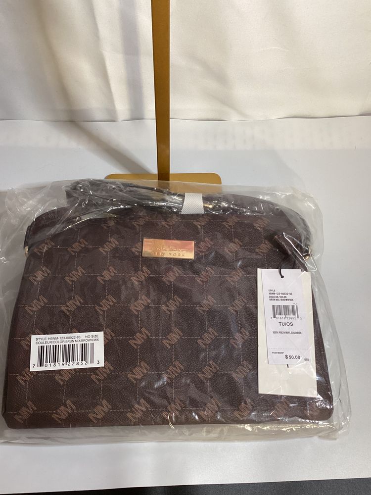 26 - NWT Nicole Miller NY Logo Crossbody & Earbud Case Brown